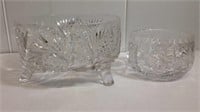 Footed Crystal Fruit Bowl and small bowl