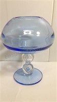 Vintage blue glass stemmed centerpiece