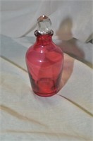 HAND BLOWN GLASS BOTTLE WITH STOPPER