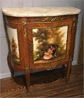 French Marble Top Hand Painted Cabinet