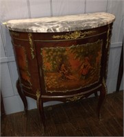 French Marble Top Hand Painted Cabinet