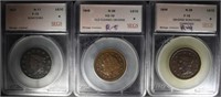 LOT OF 3-SEGS GRADED LARGE CENTS:
