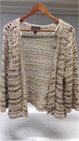 Dana Buchman women's crochet sweater light brown