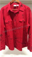 Chico's size 3 women's 100% silk blouse red with