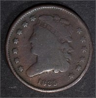 1835 HALF CENT, VG/FINE