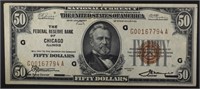 1929 $50.00 FRB NOTE, CHICAGO IL XF