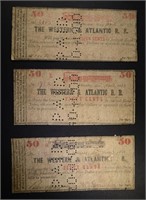 3- 50¢ NOTES FOR WESTERN & ATLANTIC RAILROAD