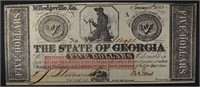 1862 $5.00 STATE OF GEORGIA ( MILLEDGEVILLE ) CU