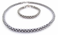 Lagos Sterling Bead Necklace and Bracelet Set