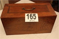 OLD WOODEN SEWING BOX TOP 10X9X19