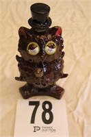 CERAMIC OWL BOTTLE WITH CORK TOP 8 IN
