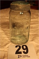 "THE QUEEN" CANNING JAR PAT. 1869 WITH ZINC/GLASS