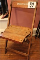OLD FOLDING WOODEN CHAIR STAMPED ALS ON BACK