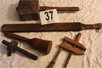 SELECTION OF WOODEN SHOP TOOLS
