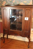 OLD CHINA CABINET ON CASTERS VERY NICE CONDITION