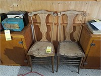 (2) Tooled Leather Seat Chairs From Deadwood SD