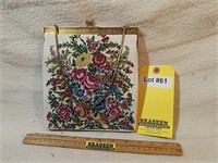 Purse With Floral Needlepoint Work