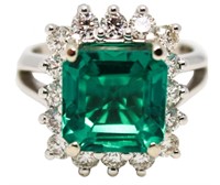 14kt Gold 6.21 ct Emerald & Diamond Ring