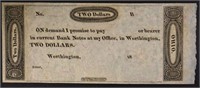 1810's TWO DOLLARS WORTHINGTON, OHIO
