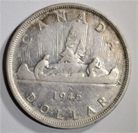 1946 CANADA SILVER DOLLAR  AU