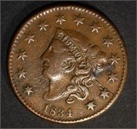 1834 LARGE CENT  XF