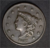1837 LARGE CENT  VF/XF