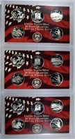 (3) 2008 US SILVER QUARTER PRF SETS