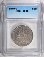 1849-O SEATED LIBERTY HALF ICG EF-45