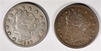 2-1883 LIBERTY NICKELS: 1-AU & 1-CH BU+