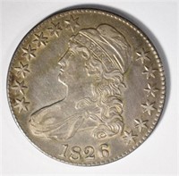 1826 CAPPED BUST HALF DOLLAR, AU+++ NICE