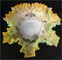Satin Glass Bowl With Floral Decoration