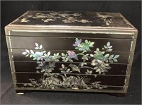 Oriental Black Lacquer & Inlaid Stacking Box