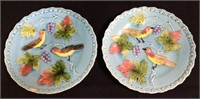 Pair Of Majolica Bird Plates, Germany