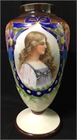 Hand Painted Glass Portrait Vase