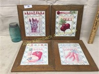 4 wormwood framed farmhouse veggie prints