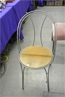 Metal Frame Chair With Wooden Seat