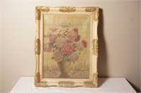 DONATE ANTIQUE WOOD FRAME with faded print