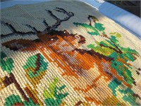 DEER - NEEDLEPOINT STITCHED WALL TAPESTRY