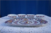 CHINESE PLATTER PLATE & 4 BOWLS