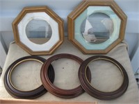 5 ROUND OCTAGON WOOD COLLECTOR FRAMES LOT
