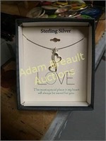 Sterling silver love pendant necklace