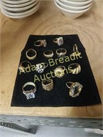 13 assorted costume jewelry rings