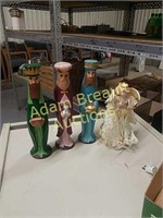 3 porcelain Magi figurines, tree angel