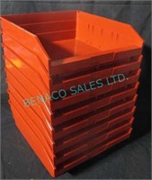 LOT, 16 PCS, RED 11" x 11" x 4"H PARTS BINS