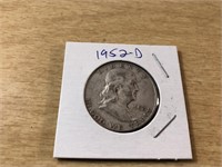 1952-D SILVER FRANKLIN Half Dollar in Case