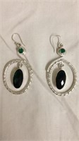 925 earrings with green gemstone