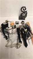 Group of Halloween skeleton decorations and metal