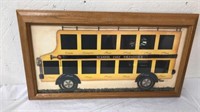 22”x13” framed school bus picture memories