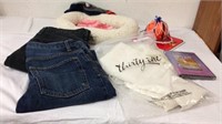 Pet clothes & bed with jeans and more