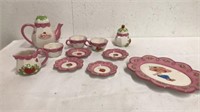Strawberry shortcake ceramic tea set has small